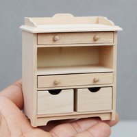 1 Pc 1:12Scale Dollhouse Miniature Wooden Cabinet Model Playhouse Furniture Living Room Bedroom Mini Storage Cabinet Ornament