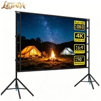 LEJIADA 120inch Anti-Light 4K HD Double Triangular Metal Bracket Portable Thicken Projection Screen Home Outdoor Movie Watching
