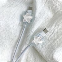 2Pcs Korean Simple Stars INS Clear Charger Data Cable Protector Cover Charger Line Protectors Winder Anti-break Cord Cover Wrap