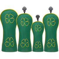 1pc/4pcs Golf Club Head Covers Compatible for Driver, Fairway Wood & Hybrid Heads - Four-Leaf Clover Design with Color,