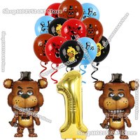 FNAF Freddy Ballons Kids Birthday Party Five Night At Freddys Figure Decoration Background Balloon Latex Aluminum Foil Baloon