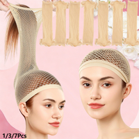 1/3/7PCS Light Color Wig Cap, Hair Net for Wigs, Large Mesh Wig Cap for Long Hair for Women, Net Non Slip for Halloween Rave Pa