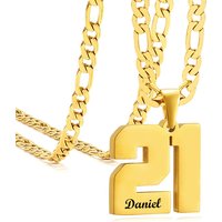 Custom Name Number Necklace for Athletes Football Baseball Number Chain Stainless Steel Sport Personalized Number Necklace