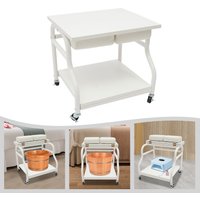 Portable Esthetician Trolley Cart, 2-Tier Trolley Cart with Wheels, Foot Bath Cart Versatile Foldable Top Panel