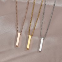 Trendy Stainless Steel Square Pendant Necklace for Men Women Box Chain Blank Bar Couple Necklace Birthday Christmas Jewelry Gift