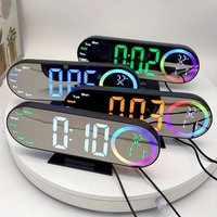 Brightness Adjustment Digital Alarm Clock Voice Control 12/24H Format LED Electronic Clock with RGB Mood Light