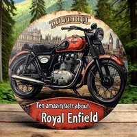 Vintage Royal Enfield Motorcycle Round Metal Tin Sign - Retro British Bike Wall Decor for Man Cave, Garage, Bar & Motorcycle Ent