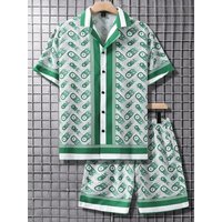 Shirt Set Men's Summer 3D Printed Shirt And Shorts Set Men's And Women's Fashion Casual Fresh Simple Lapel Hawaiian Shirt