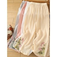 Slimming Wide Leg Cotton Linen Casual Harem Pants Women's Loose Fit High Waist Daily Wear Spring Summer Fashion Trend