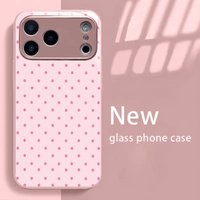Cute Pink Polka Dot Tempered Glass Phone Case for Samsung A36 A26 A56 A16 A55 A15 A34 A25 A54 A24 A14 A05S A05 A04 A73 A34 4G 5G