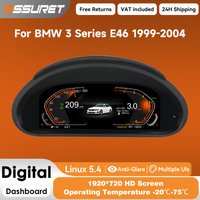 10,25" Digitales Instrumentencluster für BMW 3er Serie E46 1999 - 2004 LCD-Dashboard-Panel Virtuelles Cockpit Tachometer Kilometerzähler 1920*720 HD-Bildschirm