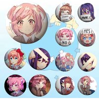 Game D-Doki D-DokiClub L-Literaturas Badge Pins For Friend, Backpack, Clothing, Collectible Accessories, Jewelry Gift