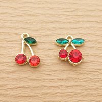 10pcs Cherry Charm for Jewelry Making Necklace Pendant Earring Bracelet Accessories Diy Craft Supplies Alloy Metal Gold Plated