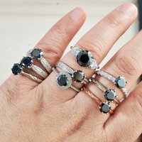 1-3 carat black color moissanite ring Real Moissanite ring for Women Man 18K Gold Plated Fine Jewelry Gift