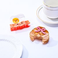 1PC Creative Food-themed Claw Clip for Women,Japanese Korean Style Smiley Bread Shark Clip,Niche Cartoon Acetate Hair Clip for U