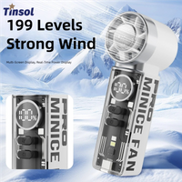 TINSOL 3000mAh High-Speed Ice Compress Handheld Fan, Portable Digital Display Turbo Fan, Semiconductor Transparent Mecha Style
