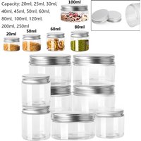 5pcs Aluminum Cap Sealed Cans PET Empty Transparent Plastic Bottles 15Sizes Wide Mouth Jar Oil Wax Packaging Container With Lids