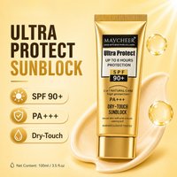 SPF90+ Sunscreen, Lightweight Non-Greasy, Fast Absorbing, Waterproof Sweat-Resistant,Up To 8-Hour Protection,For Face & Body Use