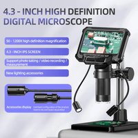 4.3Inch HD Digital Microscope Coin Lights Magnifier 1080P 1000X USB Microscopes for Watch PCB Repair Plants Hiar Detect PC View
