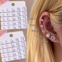 1 Pair Crystal Strong Magnetic Ear Stud Clip Earrings for Men Women Punk Round Zircon Magnet Earrings Non Piercing Ear Jewelry