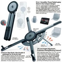 Multifunctional Magnetic Phone Holder Handheld Selfie Stick Foldable Tripod Portable Desktop Stand Compatible with iPhone iPad T