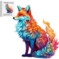 Fox Wooden Puzzle for Jigsaw Lovers, Animal Shape Pieces Stress Relieves Toys, Christmas Birthday Gift Home Decor Family Games