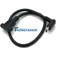 Panel Mount Type-C USB-C Male To Female Extension Cable Degree type With Screw Hole Lock Connector Cable Spacing Extendsion 17mm