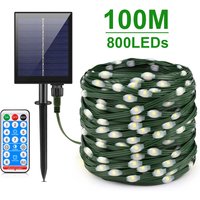 Leather LED Solar String Fairy Lights 100M Christmas Lights Waterproof Outdoor Garland High-Power Solar Lamp For Garden Decor