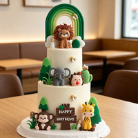 Wild One Themed Cake Topper with Lion Elephant Giraffe Elements for Beautiful Cake Displays At Birthday Baby Gathering Parties