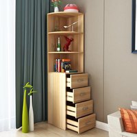 Corner Cabinet Wooden Storage with Drawers | Triangle Side Cabinet with Door | Bedroom Living Room Space Saving Furniture