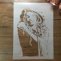 A4 29cm Sleep Girl Woman DIY Layering Stencils Wall Painting Scrapbook Coloring Embossing Album Decorative Template