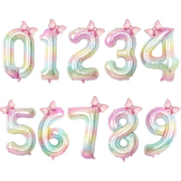 3pcs 40 inch Star Rainbow Bow Digital Balloon Set for Girls Birthday Party and Anniversary Party Background Decoration 3