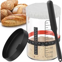 5/7pc Dough Fermentation Jar 1000ml Sourdough Starter Container Clear Glass Jar with Lid Baking Fermentation Jar Food Storage