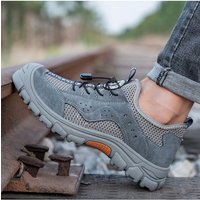 Men's Steel Toe Cap Work Safety Shoes Breathable Labor Protection Anti-Slip Wear-Resistant Anti-Puncture Slip-On Footwear