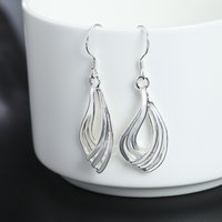 Cute nice 925 Sterling Silver Earrings Fashion Jewelry Elegant Woman Charm Twist Wavy Line Drop Earrings Christmas Gifts