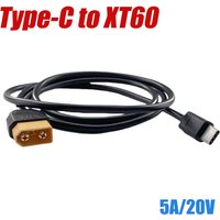 Type C to XT60 Male Connector Wire Model Drone Lithium Battery Fast Charging Cable 20V 5A High Current Connector 1 Meter PD100W
