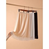 2 Lengths Basic Underskirt Modal Female Half Length Skirt Lace Slip Innerwear Short Skirt Women Half Slip Dress Long Petticoat