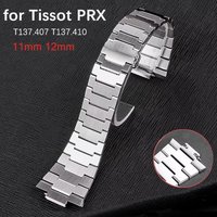Solid Stainless Steel Strap 11mm 12mm for Tissot PRX Powermatic 35mm 40mm Quick Release Men Women Convex End Replace Watch Band