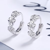 URMYLADY 925 Sterling Silver new women's fashion high quality jewelry zircon flower type three five-leaf flower earrings
