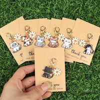 7/14-Piece Cute Cartoon Cat and Daisy Keychain Set, with Inspirational "Thank You" Cards, Stylish Animal and Floral Charms, Suitable for Car Keys and Bags โ a Thoughtful Gift for Family and Friends