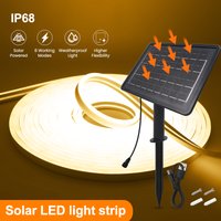 24V IP68 Waterproof Solar Neon LED Strip Light 2835 120LEDs/M Flex Neon Rope Light Warm White 1-10m LED Strip For Outdoor Garden