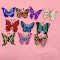 10pcs Kawaii Brightly Flowers Butterfly Charms Acrylic Insect Floating Pendant For Earring Keychain DIY Jewelry Making Findings