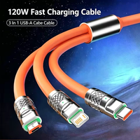 1.2m 2m 3 in 1 Fast Charge Cable For iPhone 11 15 16 XS XR iPad Air Samsung S20 S10 Xiaomi Huawei Type C Line Micro USB Wire