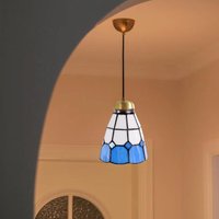 Stained Glass Lamp Shade for E27 Light Fixture for Dining Room Hallway Party