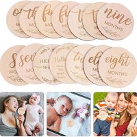 YOMDID 14Pcs Wooden Baby Monthly Milestone Photo Cards Photo Prop Milestone Discs Baby And Pregnancy Growth Announcement Cards