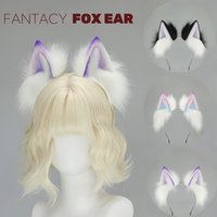 Handmade Colorful Gradient Cat Ears Fox Ears Wolf Ears Headband Dark Style Halloween Animal Ear Accessory for Cosplay