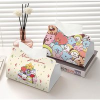 bt21 idol-related paper towel box with cartoon car arrangement. Suitable for placing items in the bathroom 2026