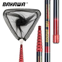 BAKAWA Folding Fishing Net Telescopic Landing Net 4m3.6M Carp Carbon Fiber Fly Tools Sea Hand Dip Net Landing Net Accessorie