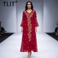 TLIT Fashion Women's Elegant High-End Embroidered Sequin Beaded Party Dress Loose Bell Sleeves Evening Dress 2026 Summer New