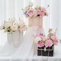 6Pcs Bouquet Storage Box with Chain Portable Florist Handbag Multi-Purpose Flower Wrapping Basket for Wedding Birthday Gift Wrap